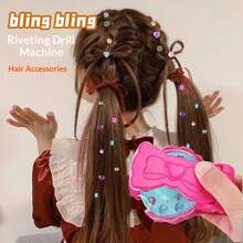 1 Set Girls Magic Diamond Hair Accessories Tool, Magic Braiding Tool Toy Princess Hair Decoration Gift, Gem Inlaid Braiding Machine DIY Automatic Braiding Machine Children Hair Decoration Game (Random Diamond Color) - DIY Diamond Hair Accessories - View 10