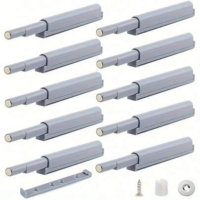 10pcs Easy-Install Magnetic Push Latches - Touch Release Cabinet & Drawer Catch, Polished Metal Finish For Kitchens, Furniture & Wardrobes