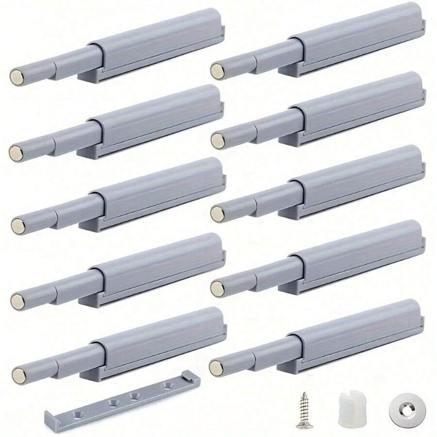 10pcs Easy-Install Magnetic Push Latches - Touch Release Cabinet & Drawer Catch, Polished Metal Finish For Kitchens, Furniture & Wardrobes - Multicolor - View 1