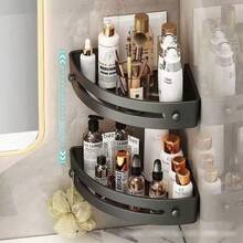 1pc Suction Cup Bathroom Shelf, Adhesive Bathroom Organizer Rack, No Drilling Vanity Toilet Storage