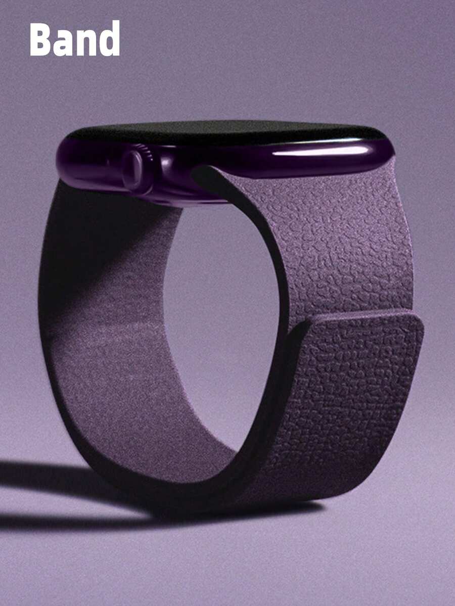 1条紫色荔枝纹理硅胶磁吸表带，适用于 42mm、38mm、40mm、41mm、44mm、45mm、46mm、49mm，以及Ultra2、Ultra SE2、SE 11、10、9、8、7、6、5、4、3、2、1系列。男女通用智能手表配件，可用作替换表带或新年/情人节礼物。