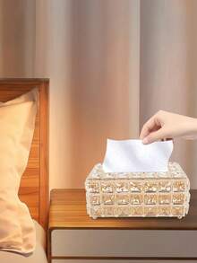Luxury Crystal Paper Box, Rectangular Deluxe Tissue Box, Shiny Decorative Tissue Paper Holder, Suitable For Restaurant, Bathroom, Bedroom, Living Room, Desk, Vanity - Essential Home Decor & Storage - Silver - View 4