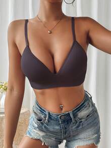 Women's Supportive Seamless Wireless Bra, Comfortable Breathable Skin-Friendly, Prevents Sagging - Dark Grey - View 5