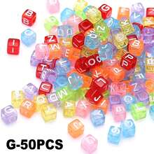 50pcs 6mm Transparent Acrylic Square Letter Beads, A To Z Alphabet Cube Beads For DIY Jewelry Making Bracelet Necklace Keychain - Transparent Square Letter Beads - View 18