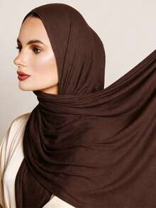 1件純色圍巾，適合日常穿著 - Long shawl headscarf - 查看 2