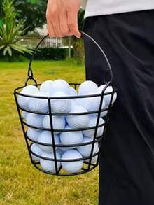 1pc Iron Wire Golf Ball Basket, Golf Ball Collector, Can Hold 50 Balls, Practice Range & Course Accessory