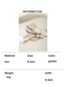 imoli 1件时尚几何金属螺旋对称手工缠绕宝石臂链手链，珠宝礼品，适合女性海滩度假 - 25252-1-G-EP - 查看 12