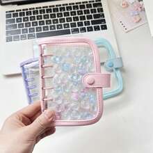 1本A7 PU皮革装订透明活页夹，A7可替换内芯笔记本，替换内芯，贴纸垫，透明贴纸簿，贴纸册，照片收纳套，计划本，预算笔记本，日记本，记事本，办公用品 - 彩色 - 查看 2