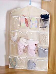 16口袋门后悬挂式收纳袋，透明口袋，可作鞋架使用，适用于卧室、客厅、衣柜等墙面，适合收纳小物件和衣物，带挂钩的可折叠悬挂式收纳袋 - 彩色 - 查看 9