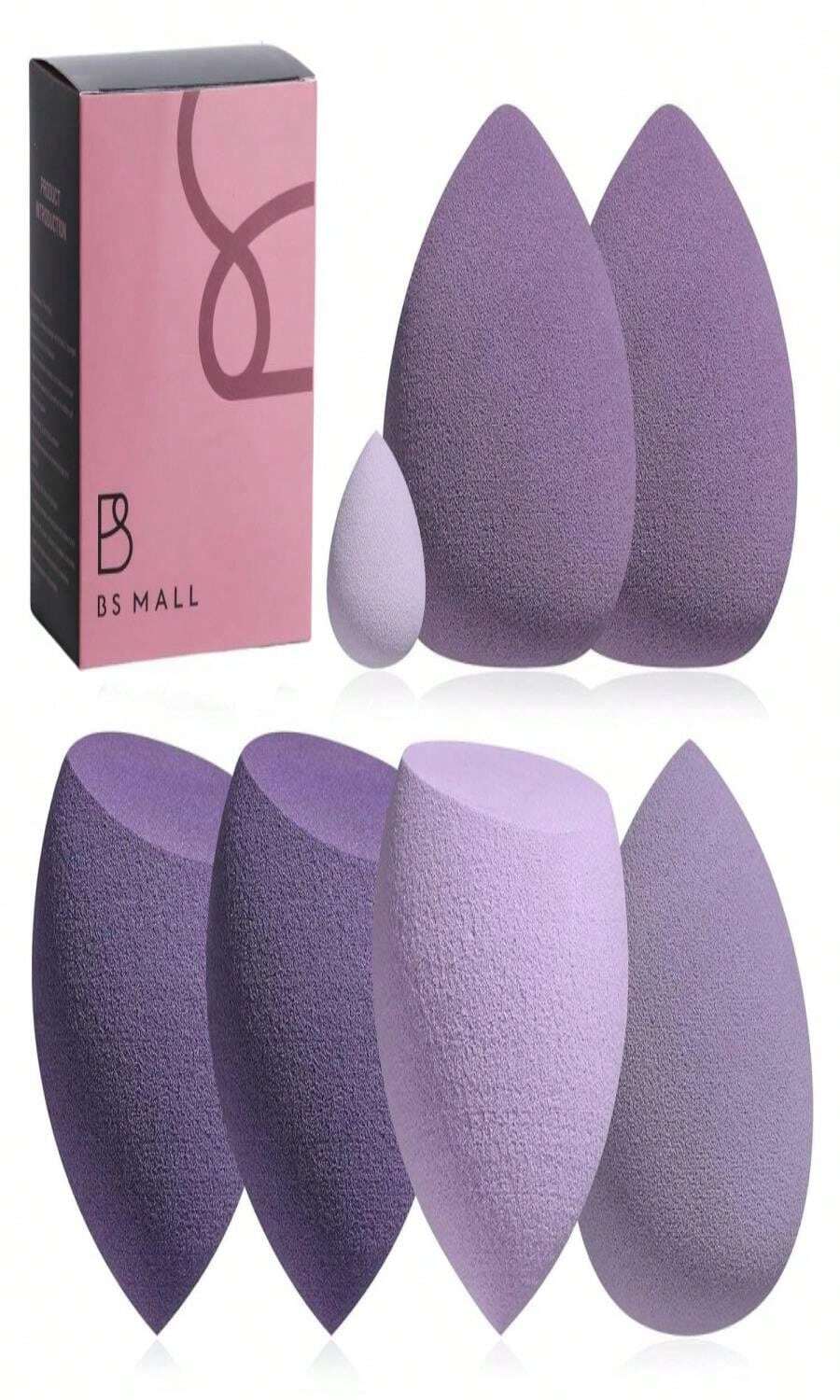 Makeup Sponge Set BS-MALL With Storage Case 7 Pcs For Liquid, Cream, And Powder,SAVE Foundation With 1 Mini Makeup Sponge For Travel Daily Use (A-Pink) - ColorD - 查看 1