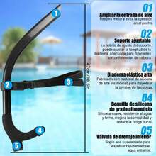 Snorkel Frontal Natación para Nadadores,Adulto/Niño Snorkel Natacion, Elástico de Cabeza Fácilmente Ajustable,Snorkel para Nadar, Bucear y Hacer Snorkel,38258807 - Multicolor - Ver 2