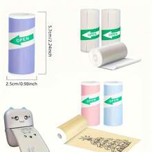 5卷迷你彩色自粘热敏纸，57*25mm不干胶标签纸，适用于迷你打印机，是办公标签、学习笔记、工作备忘录等的理想之选。 - 彩色 - 查看 3