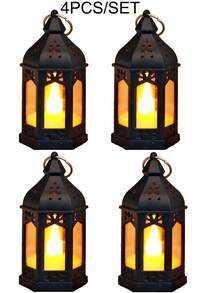 1/4/10pcs Mini Retro Lantern Shaped Decorative Lights, Battery Powered, Indoor Room Tabletop Decor Night Light, Mini Candle Lantern, Suitable For Holidays, Parties, Religious Occasions, Home Decor