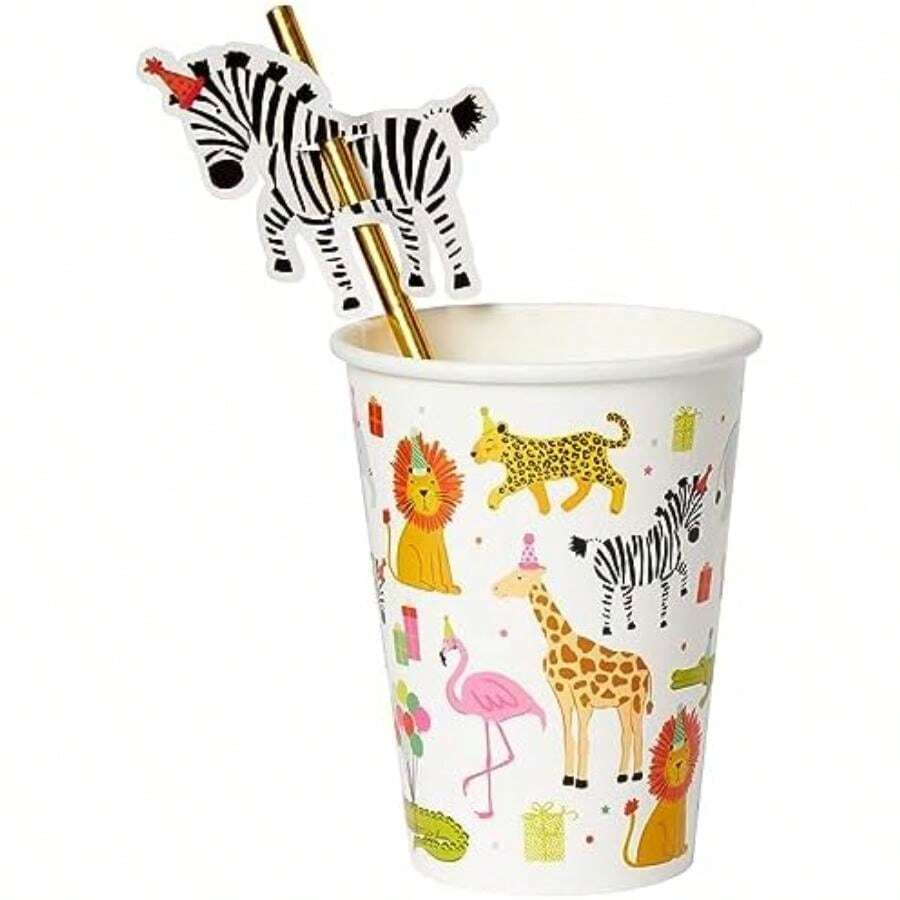 Servilletas de almuerzo troqueladas para animales de fiesta, unidades (paquete de 1) (TW7-25362DC)(Paper Cups 8) - Multicolor - Ver 1