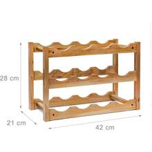 Kompaktes Weinregal, bietet Platz für 12 Flaschen Wein, Höhe x Breite x Tiefe: 28 x 21 x 42 cm, Naturholz, Walnuss-Weinregal, 3 Etagen - Naturholzfarbe - Übersicht 5