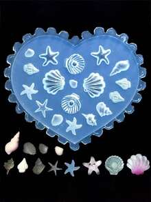 1个心形硅胶美甲雕刻模具，多形状海洋动物压花板，DIY美甲模板，美甲护理工具，时尚美甲爱好者的理想之选 - 無色 - 查看 16