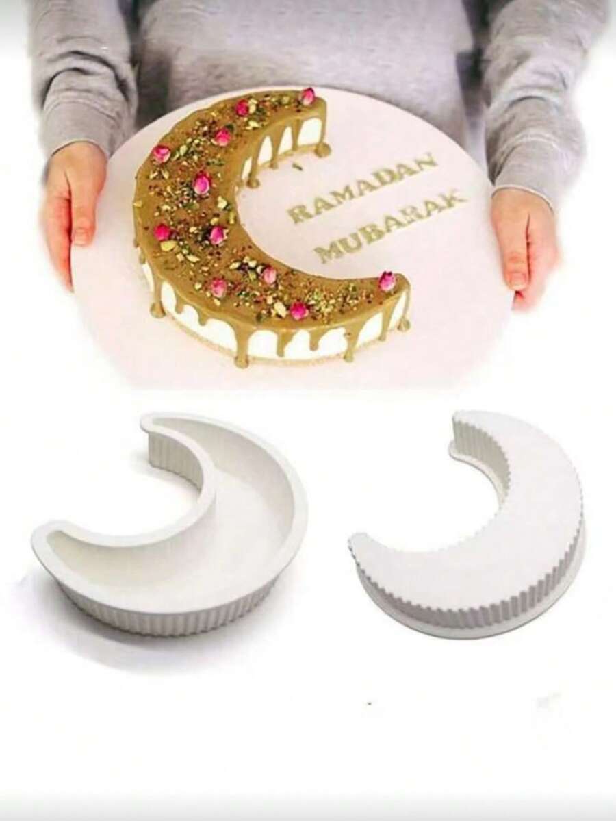 2 Sets Of 1-Month-Old Silicone Cake Molds In The Shape Of A Moon, Moonlight Cradle Mousse Cake Mold, Bread Pizza Baking Mold, Kitchen Baking Tools, Suitable For Holiday, Valentine's Day, Spring Festival, Birthday, Wedding, Party Cake Molds - Multicolor - View 1