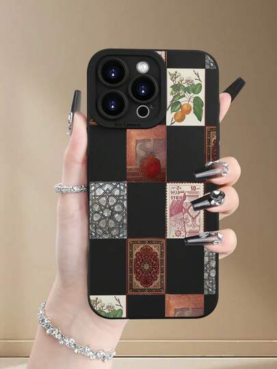 Middle Eastern Collage Retro Pattern Phone CaseRetro Pattern Phone CaseFashionable, Popular, Personalized, Classic Black Retro Pattern Design Theme Luxury Shockproof Aesthetic Cute Phone Case, Lens Protrusion Protection, Compatible With IPhone 17/17Pro/17Pro Max, 16, 15, 14, 13, 12, 11 Plus/Pro Max And Series, And Compatible With For Galaxy S/A Series, Gift For Easter Day, Decoration/Gift For Birthday, Girlfriend, Boyfriend, Friend Or Yourself.