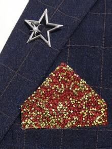 Fashionable Men's Rhinestone Shiny Pocket Square For Wedding, Party, Banquet, Stage Suit Formal Wear Accessory, Instant Pocket Square - Multicolor - View 19