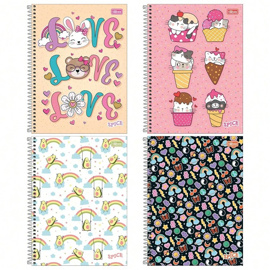 Caderno Capa Dura SORTIDO c/ 80 Folhas Formato 200mm x 275mm Papel 56g/m² Material Escolar Universitário 1UN - Multicolorido 3 - Visão 1