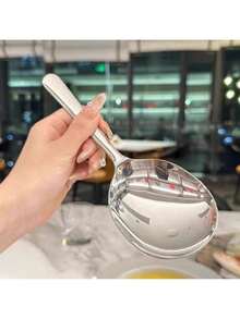 1pc Heavy Duty Commercial & Home Kitchen Ladle, Large Serving Spoon With Heat-Resistant Short Handle, Drainage Hole For Easy Cleaning, Ideal For Restaurants And Households. Made Of 410 Stainless Steel, Ergonomic Handle, Sturdy Structure, Suitable For Professional Chefs. Stainless Steel Spoon, Catering Supplies, Restaurant Equipment. - Multicolor - View 3