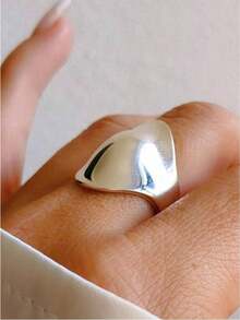 1件复古简约抛光素面设计，适合日常休闲佩戴或派对场合，情人节礼物，斋月饰品（无包装盒） - 戒指 - 查看 2