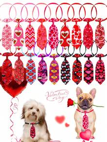 6/20pcs Love Red Lips Printed Pet Tie - Adjustable Tie, Valentine's Day Cat And Dog Date Dress Up Cute And Fun Pet Festival Accessories, Dress Up, Puppy Keep Decoration, Cat And Dog Pet Decoration Supplies, Valentine's Day/Daily Walk/Pet Party Dress Up Artifact