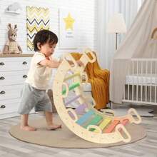 BlueWood Arco de escalera de madera para escalar juguetes de escalada de arcoíris para niños pequeños juego de escalada Montessori gimnasio de interior y exterior Waldorf para Escalada 1 unidad p - como en la foto - Ver 2