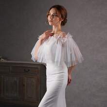 1pc Romantic Floral Pearl One-Shoulder Shawl, Bridal/Bridesmaid Strapless Dress Arm Cover - Multicolor - View 3