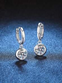 BLOVEMEE 2pcs Elegant Luxury 925 Sterling Silver 0.5Carat X 2 Moissanite Earrings, Suitable For Women's Daily Commute, Party, Vacation, Mother's Day, Wedding Anniversary, Shiny Jewelry Gift For Her - EH0124M - View 2