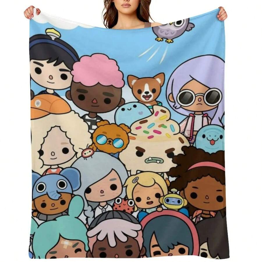 Toca Boca Throw Blanket Sleeping Bag Thin Sofas Multi-Purpose Blankets - 黑色 - 查看 1