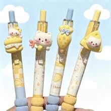 1/2/4pcs Newest Cute Cheese Cat Neutral Pens, Creative High-Quality Design, Suitable For Office Supplies, Students, Stress Relief, Healing, Holiday & Couple Gifts - Multicolor - View 1