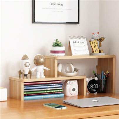 Portaoggetti da scrivania multistrato, scaffale di stoccaggio multistrato classico, mini libreria estensibile, adatto per riporre forniture per ufficio e studio, portapenne, libri di testo, documenti e piccoli oggetti, applicabile per scrivanie di casa, ufficio, dormitorio e biblioteca