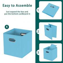 Black Foldable Storage Cubes Bins, Fabric Storage Box Cubes Organizer Baskets With Dual Handles For Home Organizer,Set Of 6,(Blue) - Blue - View 7