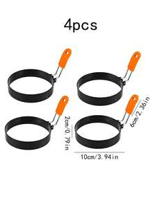 10cm Thick Stainless Steel Non-Stick Coated Round Egg Frying Pan, 1pc/4pcs Household Kitchen Tool Burger Patty Mold