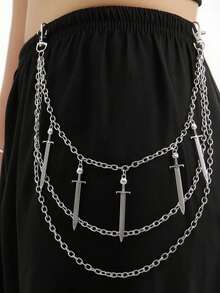 1 chiếc dây xích quần dài kiểu cổ điển, thích hợp phối cùng quần jeans, quần tây, dây xích kim loại nhiều lớp, phù hợp với phong cách đường phố, dự tiệc và hip-hop. - Nhiều màu - Xem 2