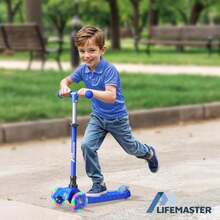 JCH-Scooter and Toddler 3 Wheel Kick Scooter LED Wheel Lights Illuminate When Rolling Adjustable Handlebar Indoor and Outdoor - by Lifemaster - verde azulado - Ver 4