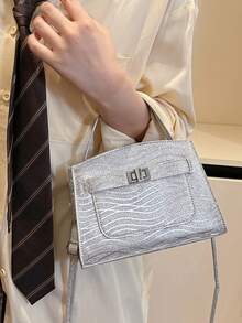 女士手提包，流行高品质奢华包，时尚托特单肩包，适合日常出行 - 銀色 - 查看 4