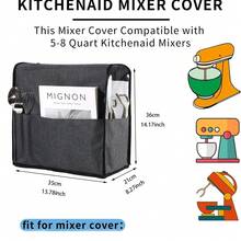 High-Grade Waterproof Dust Cover For Mixer With Storage Bag - Made Of Oxford Fabric And TPU, Suitable For Mixers, Size 13.78x8.27x14.17 Inches, Does Not Come Into Direct Contact With Food. - Grey - View 5