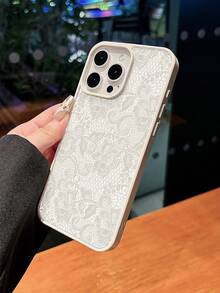 蕾丝花卉图案TPU防震白色手机壳，1个装，优雅白色蕾丝花卉图案保护套，TPU防震保护壳，兼容 17 Pro Max/17 Pro/17/16 Pro Max/16/16 Pro/16 Plus/15/15 Pro Max/15 Pro/15 Plus/11/12/13/14 Pro Max/11 Pro Max/12 Pro/12 Pro Max/13 Pro/13 Pro Max/14 Pro/14 Pro Max/14 Plus，适合作为礼物送给家人、情侣、朋友，春季生日婚礼礼物 - 白色 - 查看 5