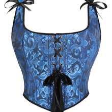Fishbone Corset Women's Solid Color Jacquard Lace Up Corset Shapewear Tank Top, Casual Grommet Eyelet Zipper Shaper Top For Daily Wear, Women's Shapewear For All Seasons Women's Plus-Size Shapewear - 黑藍色 - 查看 13