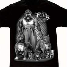 David Gonzales Men'S Black Kennel Club Gangster Pit Bull Chicano DGA Art Graphic T-Shirt, Featuring Vibrant Digital Prints, Machine Washable, Perfect For Urban Streetwear - màu đen - Xem 1