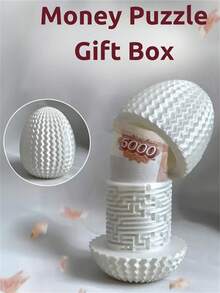 Cash Gift Puzzle Box, Money Maze Box, Mysterious Puzzle Surprise Gift, Egg-Shaped Maze Gift Box, Money Maze Puzzle Gift Box, Egg-Shaped Puzzle Gift Box With Hidden Compartment, Suitable For Adults And Teenagers - Multicolor - View 3