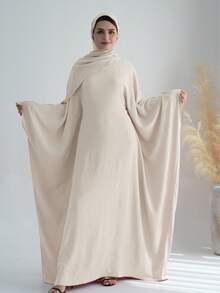 1pc Solid Color Soft & Breathable Muslim Islamic Loose Abaya (Without Headscarf), Comfortable For Women's Daily Wear And Prayer, Suitable For All Seasons - Nhiều màu - Xem 14