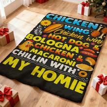 1pc Chicken Wing & BBQ Themed Flannel Blanket, Soft, All-Season Comfort Throw Home, Travel, Office, Camping, Washable, Mixed Color, French Style, 250-300g/ ㎡ , Food Lovers, Multipurpose, Playful Print, Birthday Mother's Day Size - 彩色 - 查看 6
