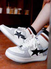 A BATHING APE Leather Classic Comfortable Low-Top Fashion Sneakers, Unisex - Grey - View 4