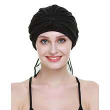 Headwear Turbans For Women Long Hair Head Scarf Headwraps Cancer Hat - TallanicaPureBlack - Ver 6