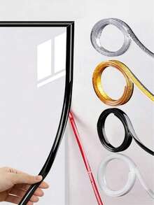 1 Roll 3 Meters Multi-Purpose Self-Adhesive Caulk Strip, Decorative Trim For Makeup Mirror/Glass Frame, Edging Strip, Available In Black/Colorful Gold/Silver/White, Waterproof & Mildew-Resistant Decorative Strip For Home & Kitchen - Multicolor Length 3 Meters - View 2