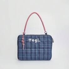 14-16 Inch Laptop Bag, Large-Capacity Plaid Embroidered Tablet Storage Pouch, Multi-Functional Computer & Tablet Organizer Bag - Multicolor - View 13