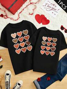 Maglietta Partner con stampa a cuore, materiale di alta qualità, vestibilità comoda, casual, comoda, stampa grafica unica - UomoNero-1PC - Visualizzare 1